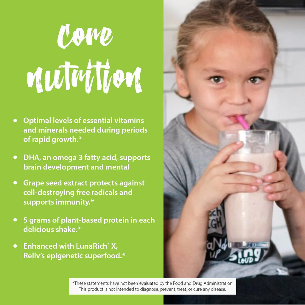 RELIV Now for Kids 1 Vainilla - Batido Nutricional Bajo en Azúcar con Vitaminas, Minerales y Proteína Vegetal para el Crecimiento y Desarrollo, 30 porciones