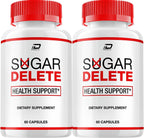 Cápsulas Sugar Delete – SugarDelete Sugar Optimizer Complemento Avanzado, Fórmula Totalmente Natural para Mantener Niveles Saludables, Máxima Potencia, 2 Paquetes (120 Cápsulas)