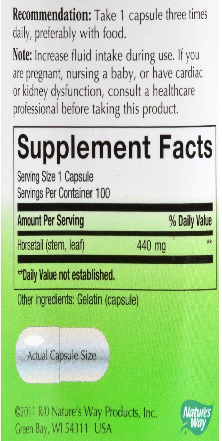 Nature's Way Cola de Caballo – 440 mg, 100 Cápsulas (Paquete de 2)