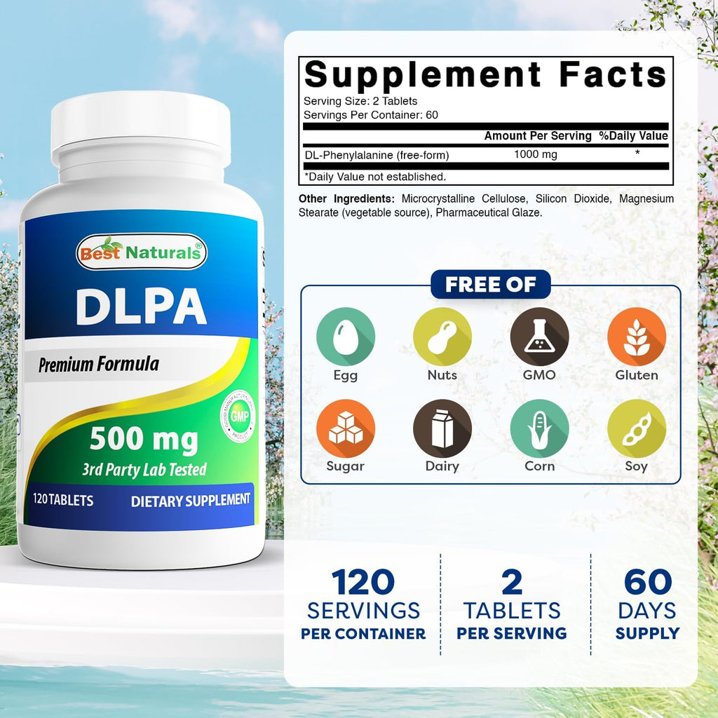 Best Naturals DLPA 500 mg, 120 Comprimidos