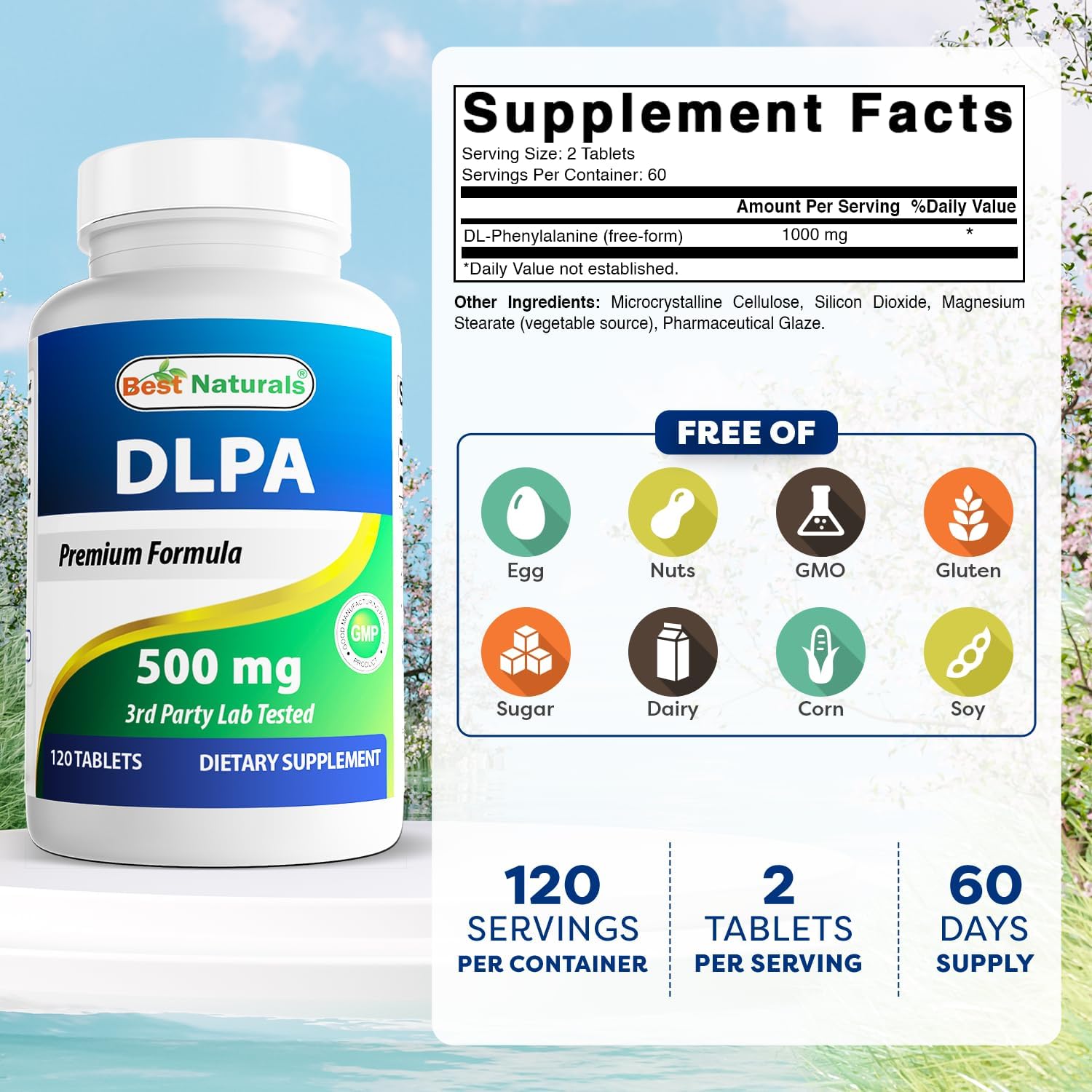 Best Naturals DLPA 500 mg, 120 Comprimidos