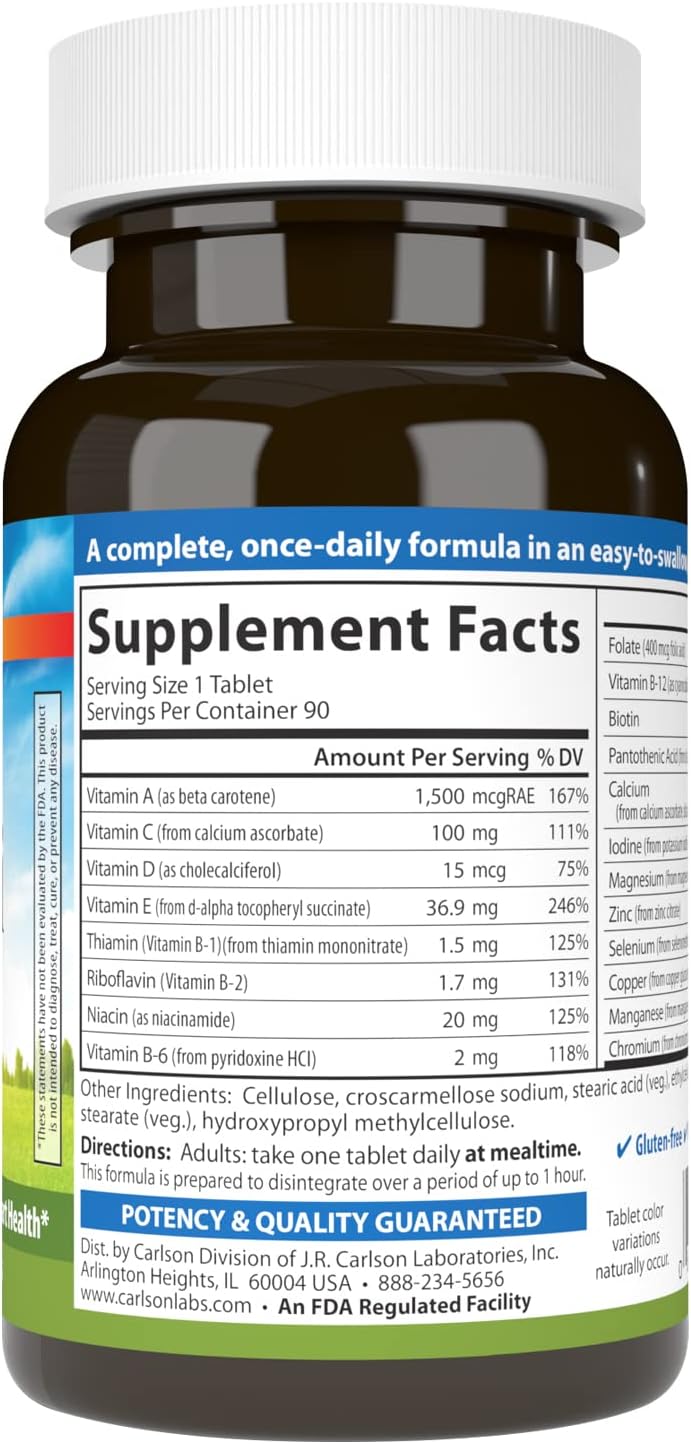Carlson Labs Mini-Multi - Complejo Multivitamínico y Mineral, 90 Comprimidos