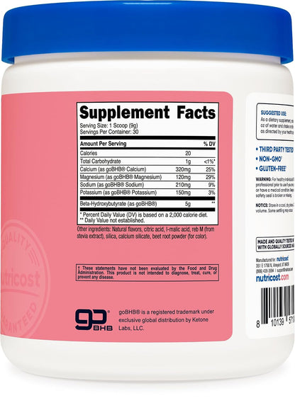 Nutricost Sales BHB Mezcla para Bebida (30 Raciones, Sabor Fresa Limonada, 5g BHB por Ración) - 0g Azúcares, Producto – Image 3