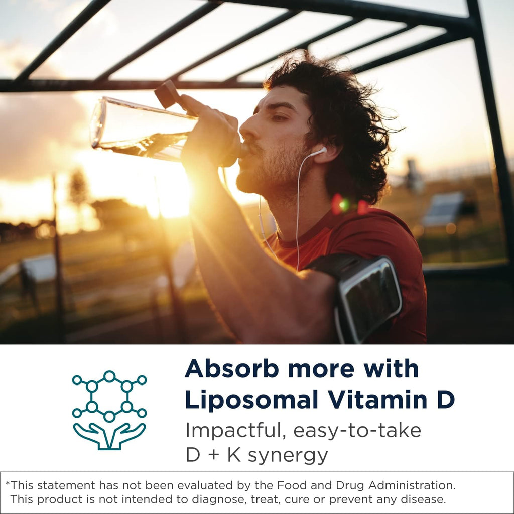 Liposomal D Supreme de Designs for Health - Vitamina D3 2500 UI + K1 y K2 (MK-4, MK-7) - Fórmula Liposomal - 100 Servicios (50 ml)