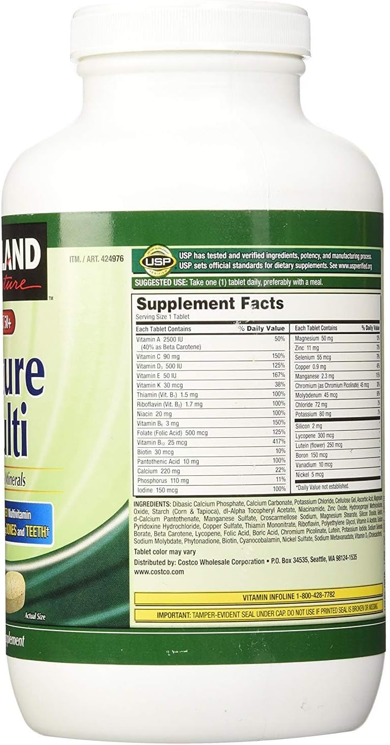 Kirkland Signature Multivitamínico para Adultos 50+ con Calcio, 800 Comprimidos (2 Envases de 400)