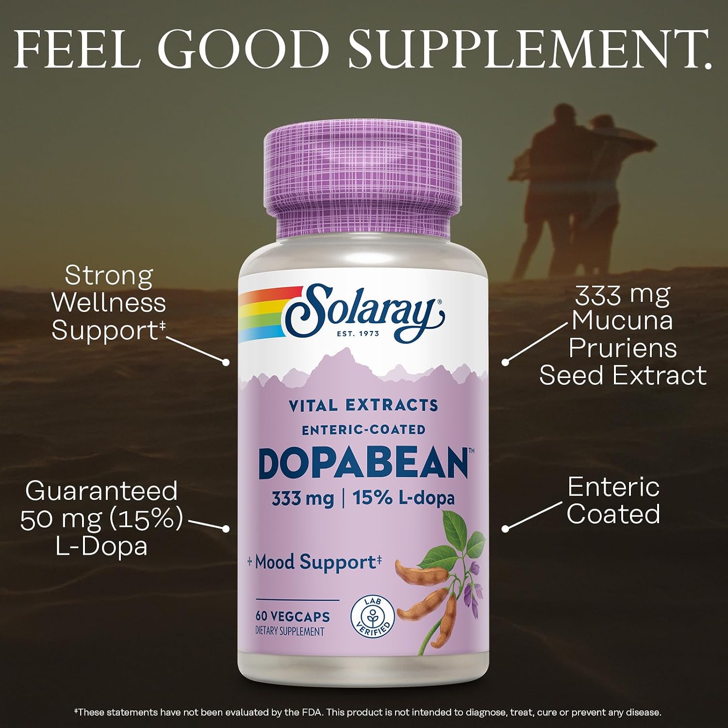 Solaray Dopabean - Mucuna Pruriens 333 mg con L-Dopa - 60 Cápsulas