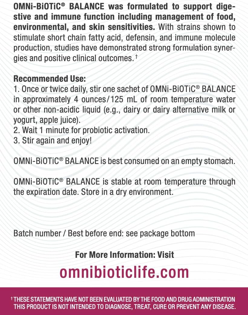 OMNi BiOTiC Balance - Probiótico para el Equilibrio Intestinal y Apoyo Inmunitario (28 Sobres)