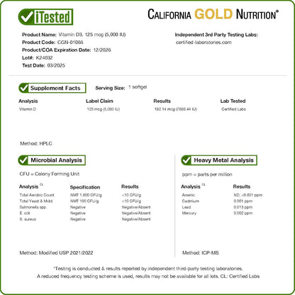 California Gold Nutrition Vitamina D3 5000 – Niveles de calcio en sangre: Ayuda a mantener los niveles normales de – Image 4
