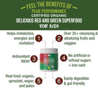 Peak Performance Kids Greens and Reds Superfood Powder - Polvo de Superalimentos Orgánicos con 25+ Frutas y Verduras para Niños