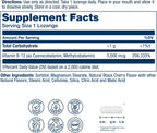 Solaray Vitamin B-12 5000 mcg Chewable Tablets - Methylcobalamin, Natural Cherry Flavor, 30 Tablets