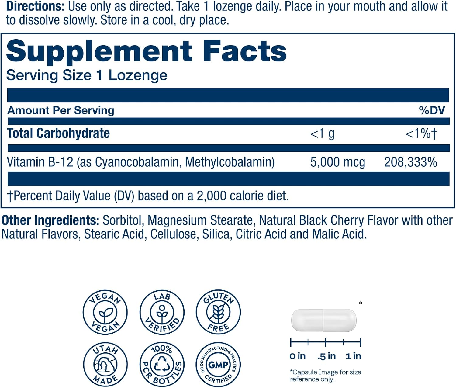 Solaray Vitamin B-12 5000 mcg Chewable Tablets - Methylcobalamin, Natural Cherry Flavor, 30 Tablets