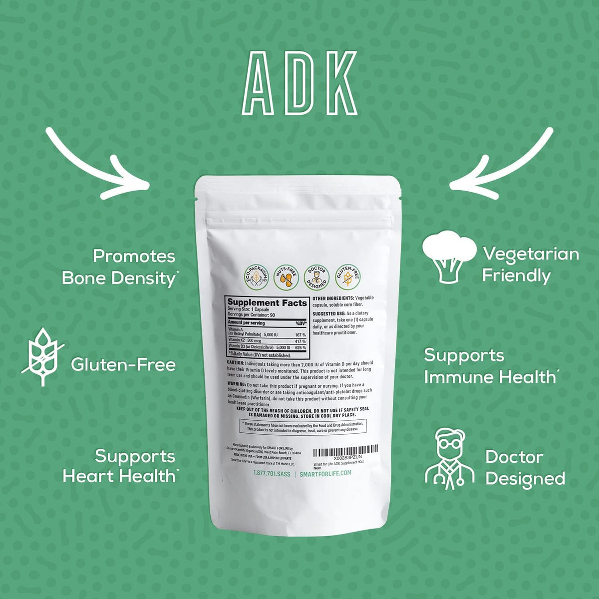 Smart for Life ADK Vitamins - Vitamina A, D3 – La vitamina D contribuye al mantenimiento de los huesos en – Image 3