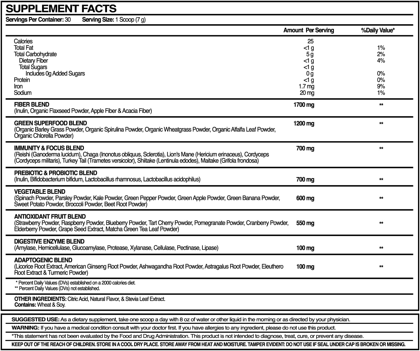 365Greens Daily Essential Premium Superfood con 75 Minerales, Vitaminas, Verduras, Frutas y Adaptógenos - Verde (2 x 210 g)