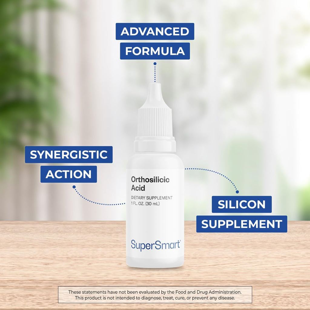 Supersmart - Ácido Ortosilícico (Fórmula Avanzada) - Suplemento de Silicio - Complejo con Minerales, Vitaminas y Boro | No OGM y Sin Gluten - 30 ml