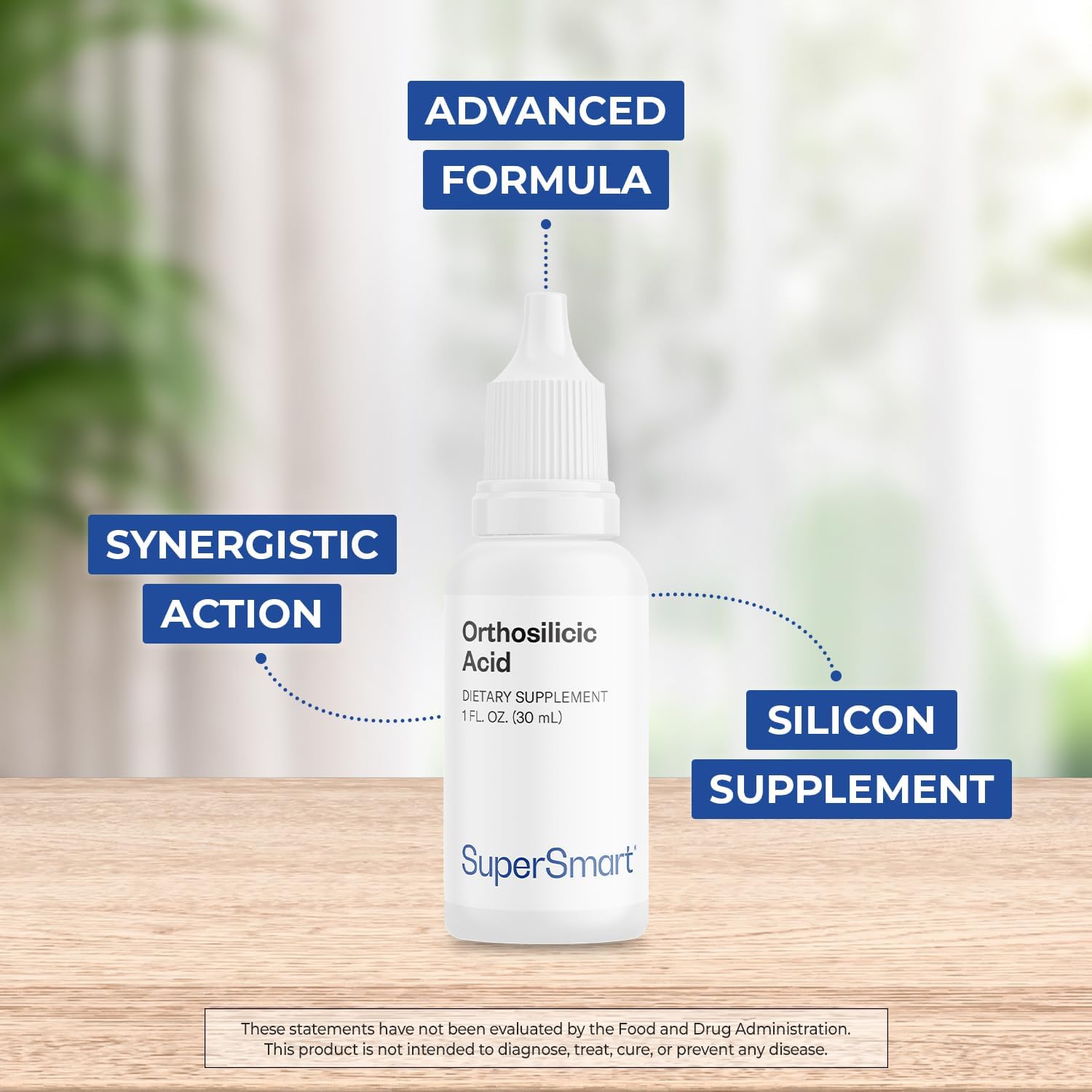 Supersmart - Ácido Ortosilícico (Fórmula Avanzada) - Suplemento de Silicio - Complejo con Minerales, Vitaminas y Boro | No OGM y Sin Gluten - 30 ml