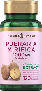 Pueraria Mirifica Cápsulas | Extracto de Raíz | 120 Cápsulas | No-GMO, Sin Gluten | Nature's Reward