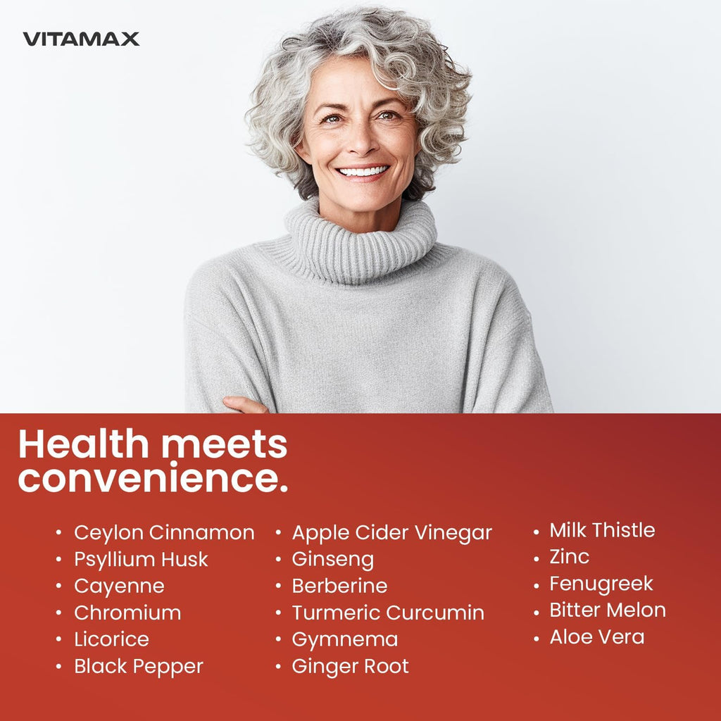 Vitamax Complejo de Canela de Ceilán, Vinagre de Manzana y Cúrcuma con Ginseng, Berberina y 12 Ingredientes Más - 60 Cápsulas