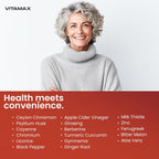Vitamax Complejo de Canela de Ceilán, Vinagre de Manzana y Cúrcuma con Ginseng, Berberina y 12 Ingredientes Más - 60 Cápsulas