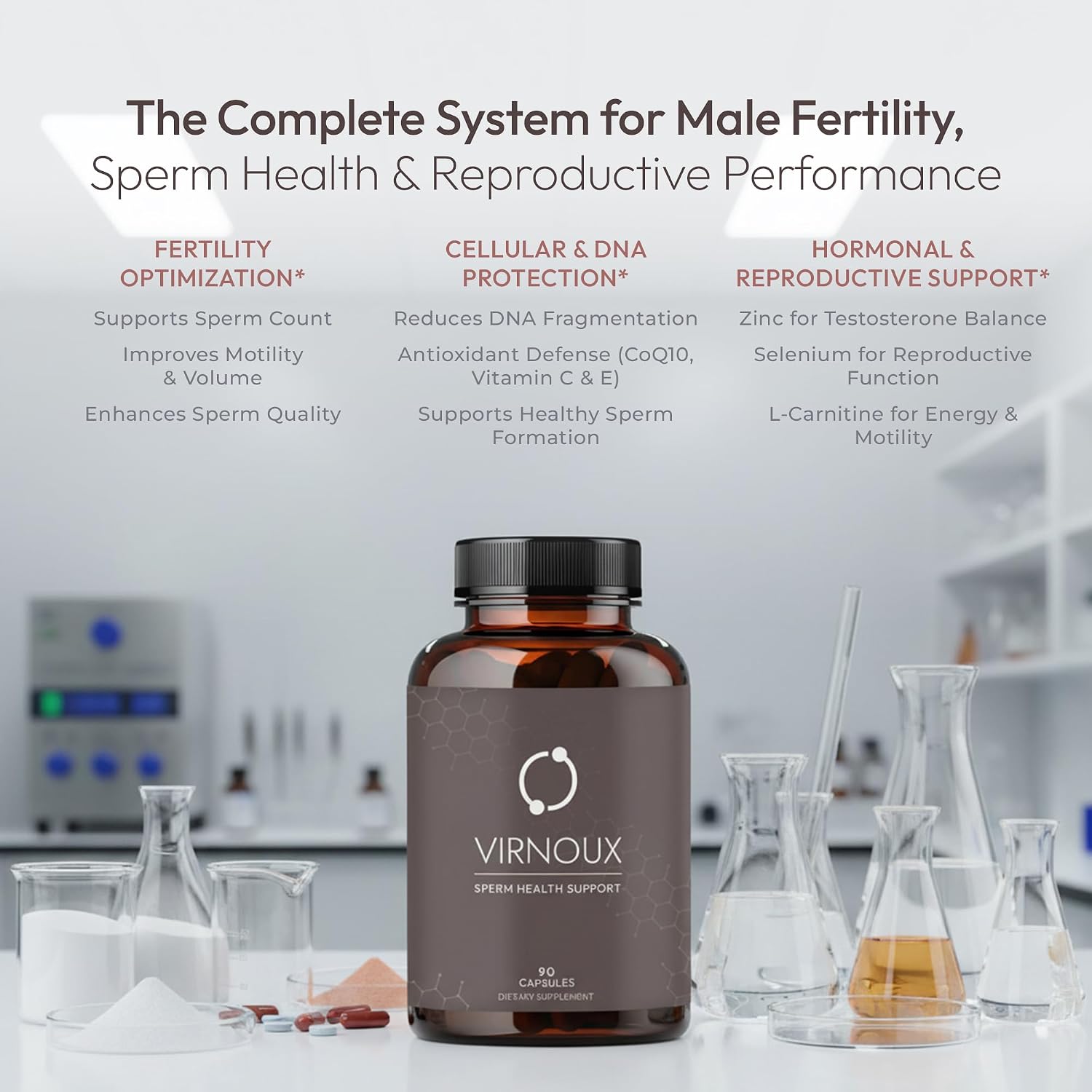 Virnoux: Suplemento de Fertilidad Masculina - Vitaminas Prenatales para Hombres, 30 Días