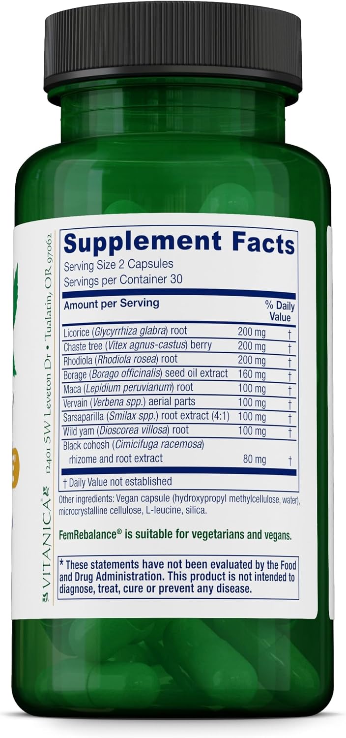 Vitanica FemRebalance – Equilibrio hormonal femenino – 60 cápsulas