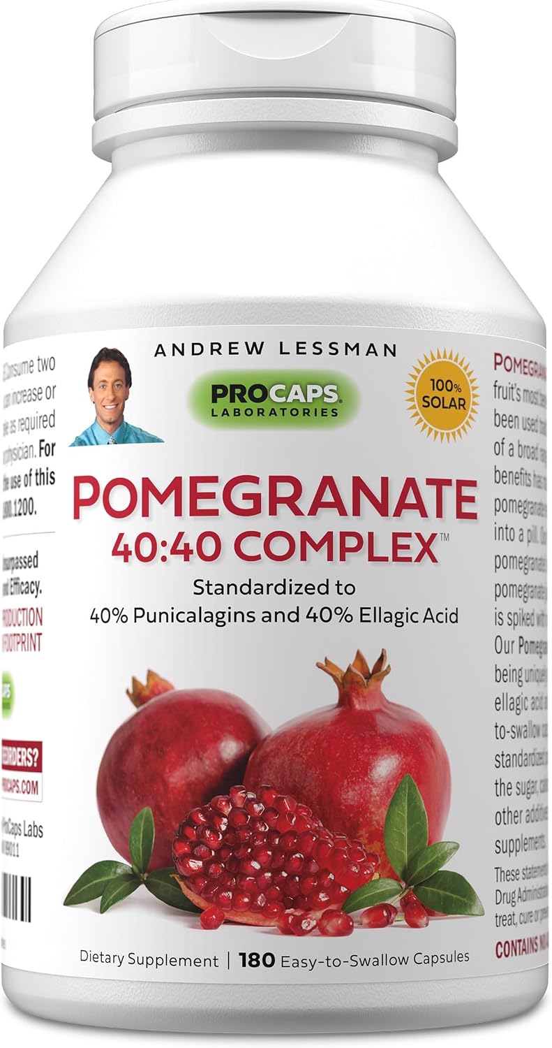 ANDREW LESSMAN Pomegranate 40-40 Complex 360 Capsules - High Potency Pomegranate Extract, Sugar-Free and Additive-Free
