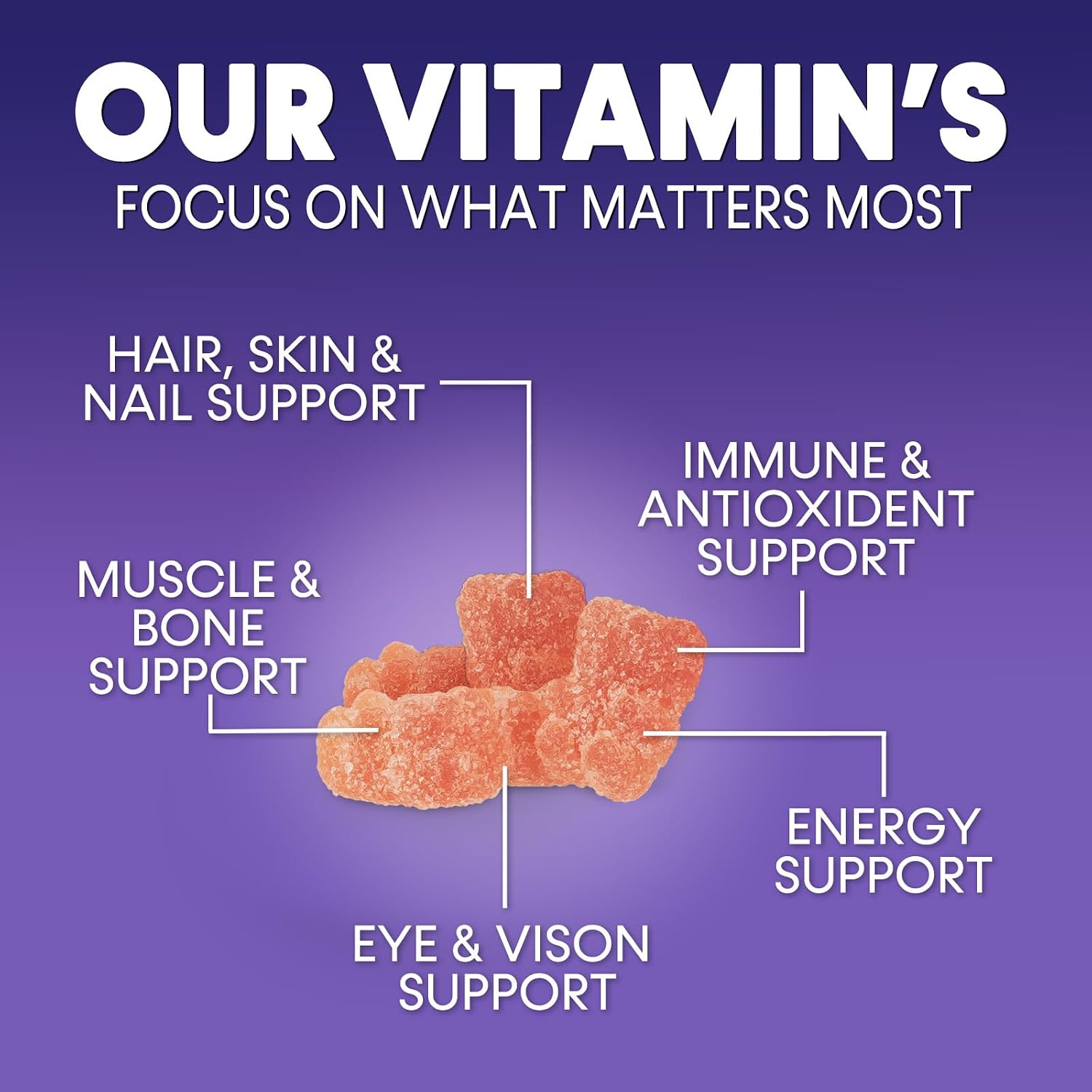 Gominolas Multivitamínicas para Adultos - Complejo Multivitamínico Diario con Vitaminas A, C, D, B12 para Mujeres y Hombres - 120 Gomitas