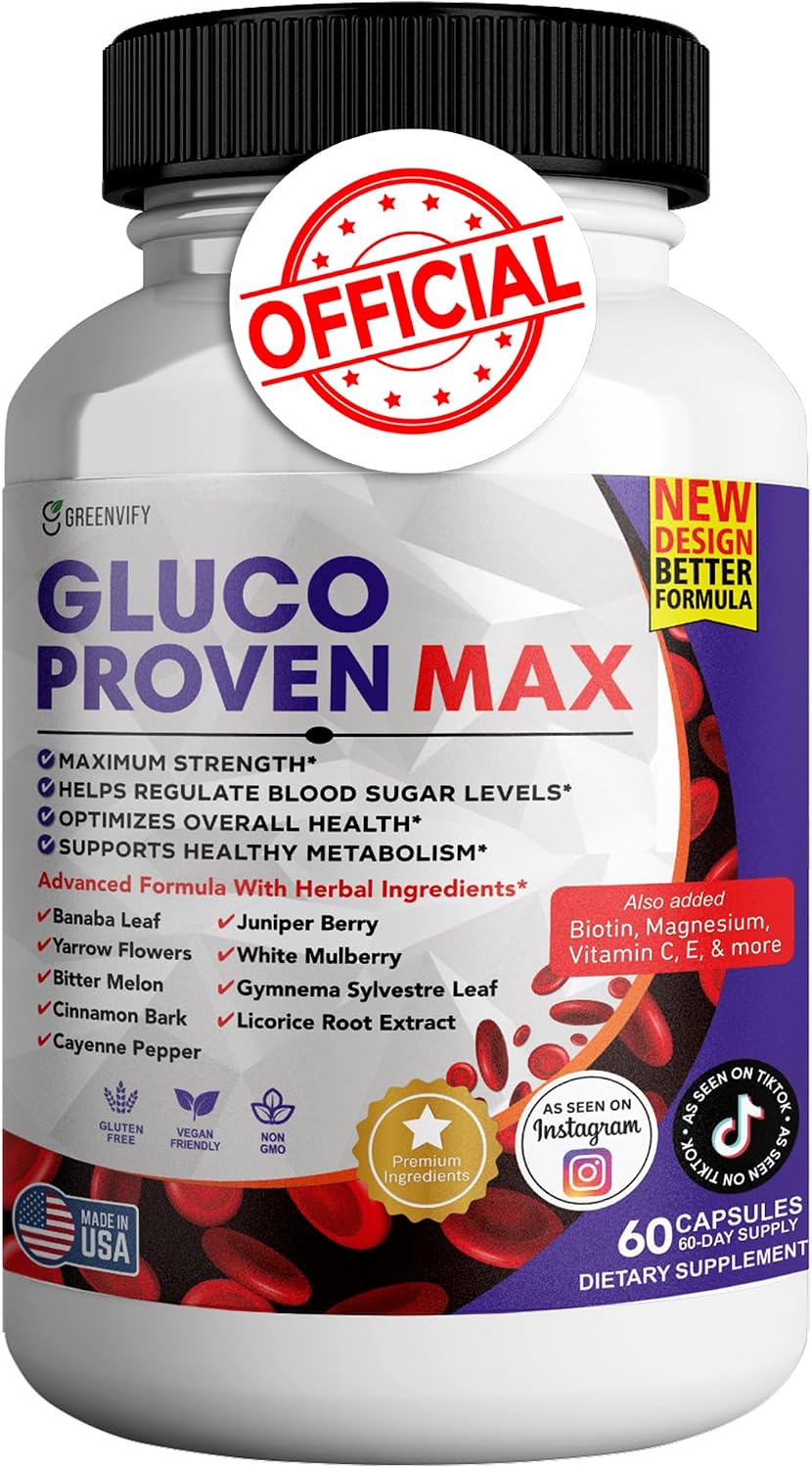 Gluco Proven Max, Suplemento de Bienestar Diario con Vitaminas y Minerales, 60 Cápsulas