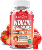 GrnLife Gominolas de Vitamina B2 (Riboflavina) 400mg con Magnesio - 120 Gominolas Sabor Fresa