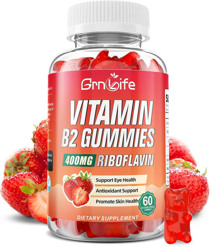 GrnLife Gominolas de Vitamina B2 400 mg con – Protección antioxidante: La riboflavina contiene antioxidantes que – Image 1