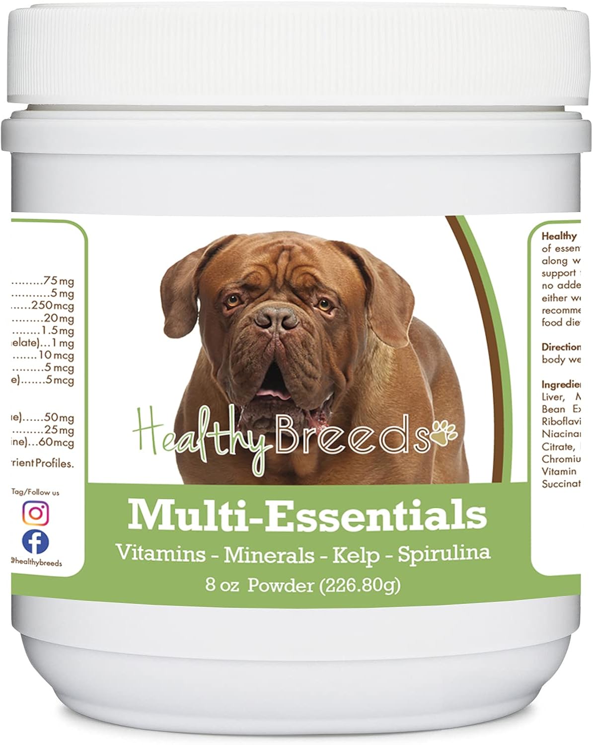 Healthy Breeds Dogue de Bordeaux Multi-Essentials Powder – Suplemento de vitaminas, minerales y antioxidantes para perros – 227 g