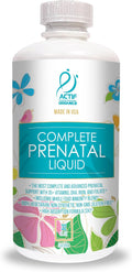 ACTIF Líquido Prenatal Orgánico Completo - 35+ Vitaminas con DHA y Colina, 32 oz (946 ml)