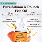 Natural Dog Company Aceite de Salmón Salvaje de Alaska para Perros - Suplemento de Omega 3 EPA y DHA con Mezcla de Salmón y Abadejo para Piel, Pelaje, Articulaciones, Corazón e Inmunidad, 946 ml