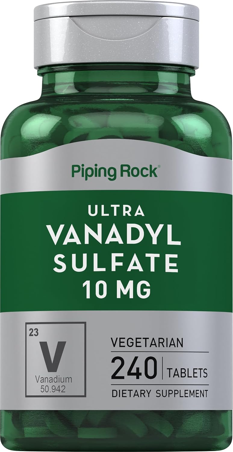 Piping Rock Vanadil Sulfato 10 mg con Cromo - 240 Comprimidos Vegetarianos