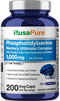 NusaPure Phosphatidylserine Memory Ultimate Complex 1000mg 200 Cápsulas Vegetarianas (Vegano, No Transgénico)
