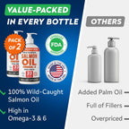 StrellaLab Aceite de Salmón para Perros y Gatos - Omega 3 EPA y DHA - 2 Envases de 946 ml