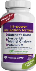 VITASUPPORTMD Fórmula de Circulación Tri-Power - Suplemento para la Circulación con Escoba de Carnicero, Hesperidina Metil Chalcona y Vitamina C, 60 Cápsulas