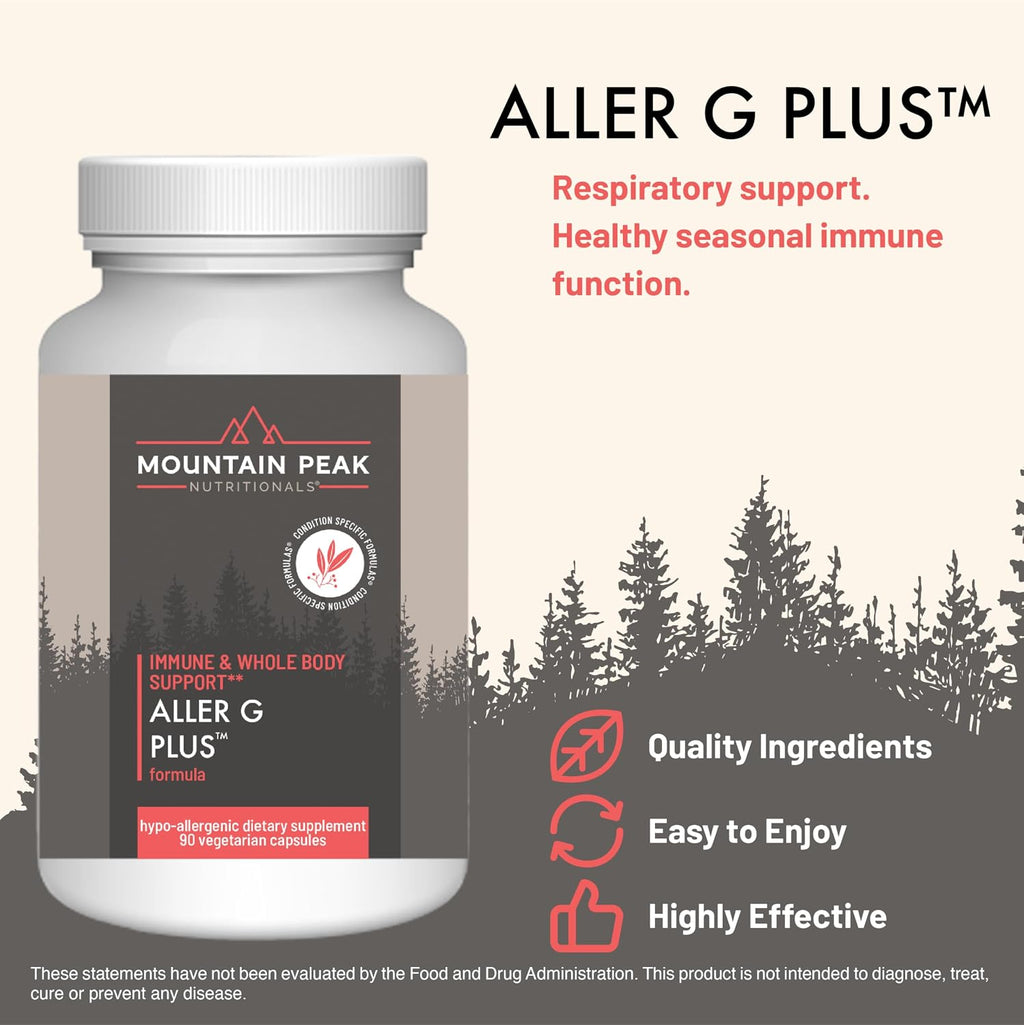 Mountain Peak Nutritionals Aller G Plus – Apoyo Respiratorio, Senos Paranasales y Alergias Estacionales (90 Cápsulas Vegetales)