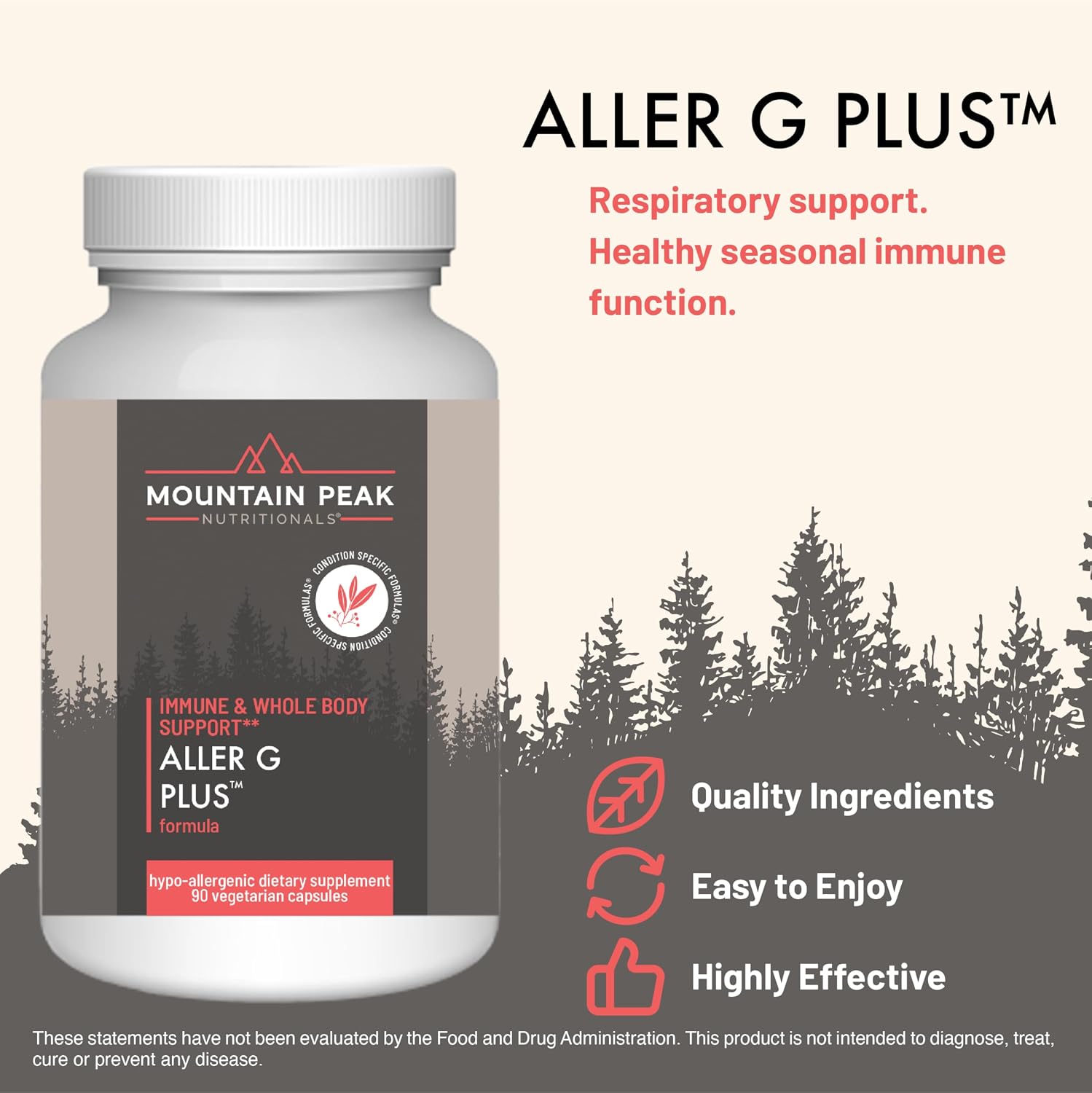 Mountain Peak Nutritionals Aller G Plus – Apoyo Respiratorio, Senos Paranasales y Alergias Estacionales (90 Cápsulas Vegetales)