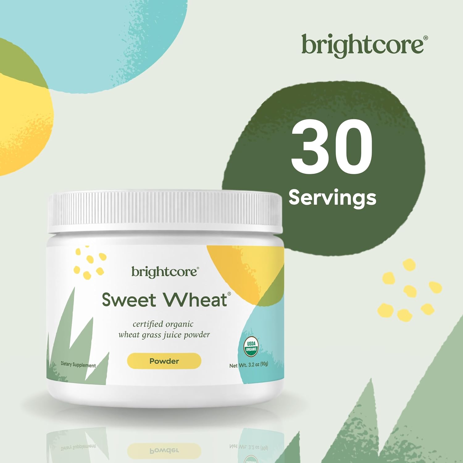 Brightcore Sweet Wheat - Polvo de jugo de pasto de trigo, 90 gramos