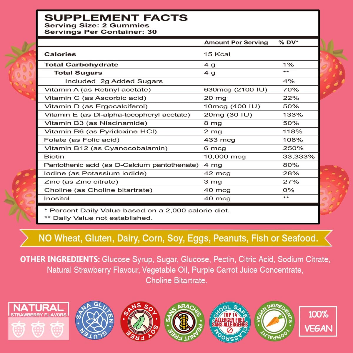 VEGEPOWER Gominolas de Biotina 10000mcg Veganas para el Mantenimiento del Cabello, Piel y Uñas