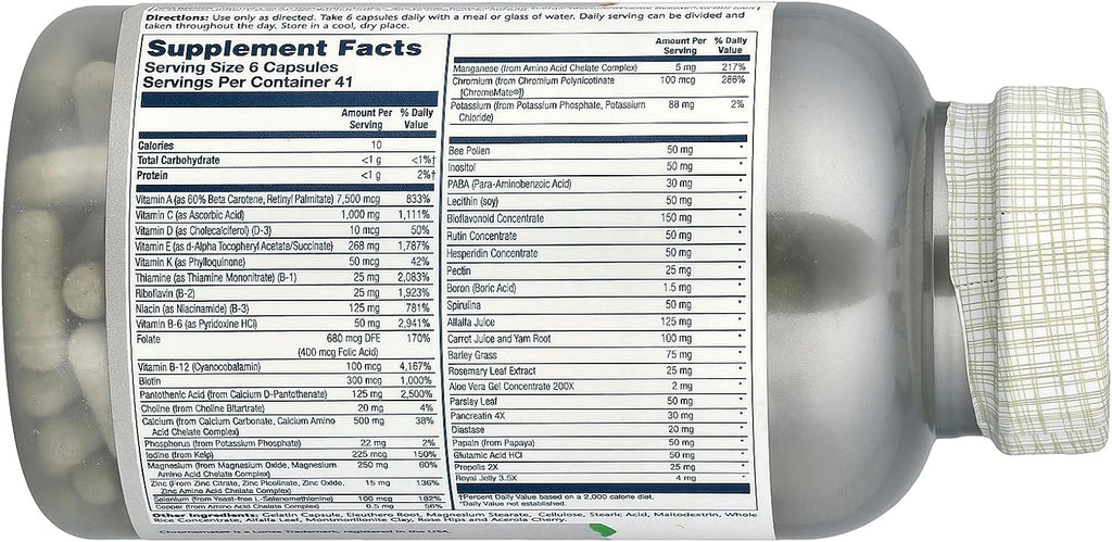 SOLARAY Spectro Multivitamínico Sin Hierro, 250 Cápsulas