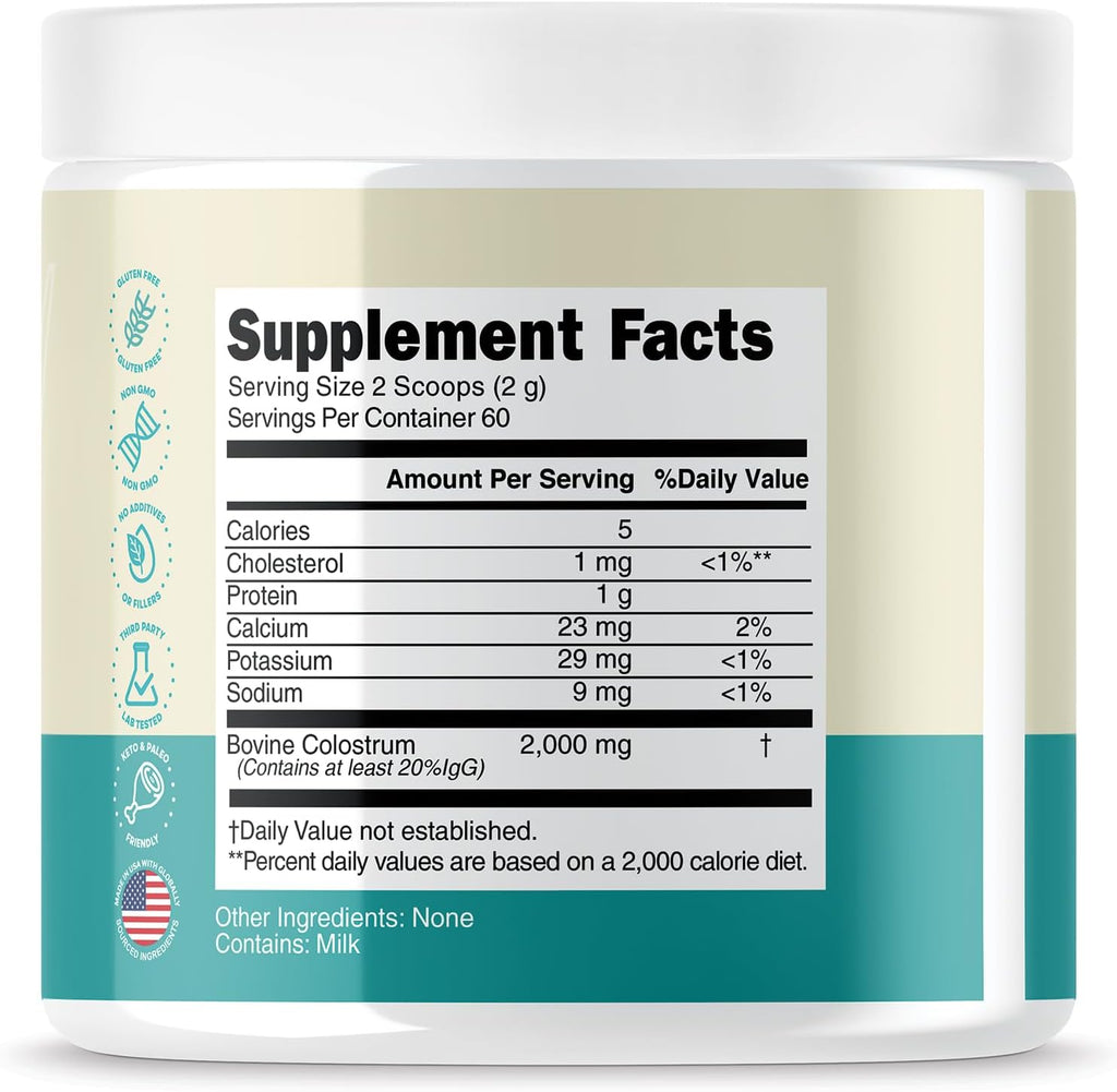 OXNUTRITION Colostrum en Polvo Puro de Pasto, 60 Porciones