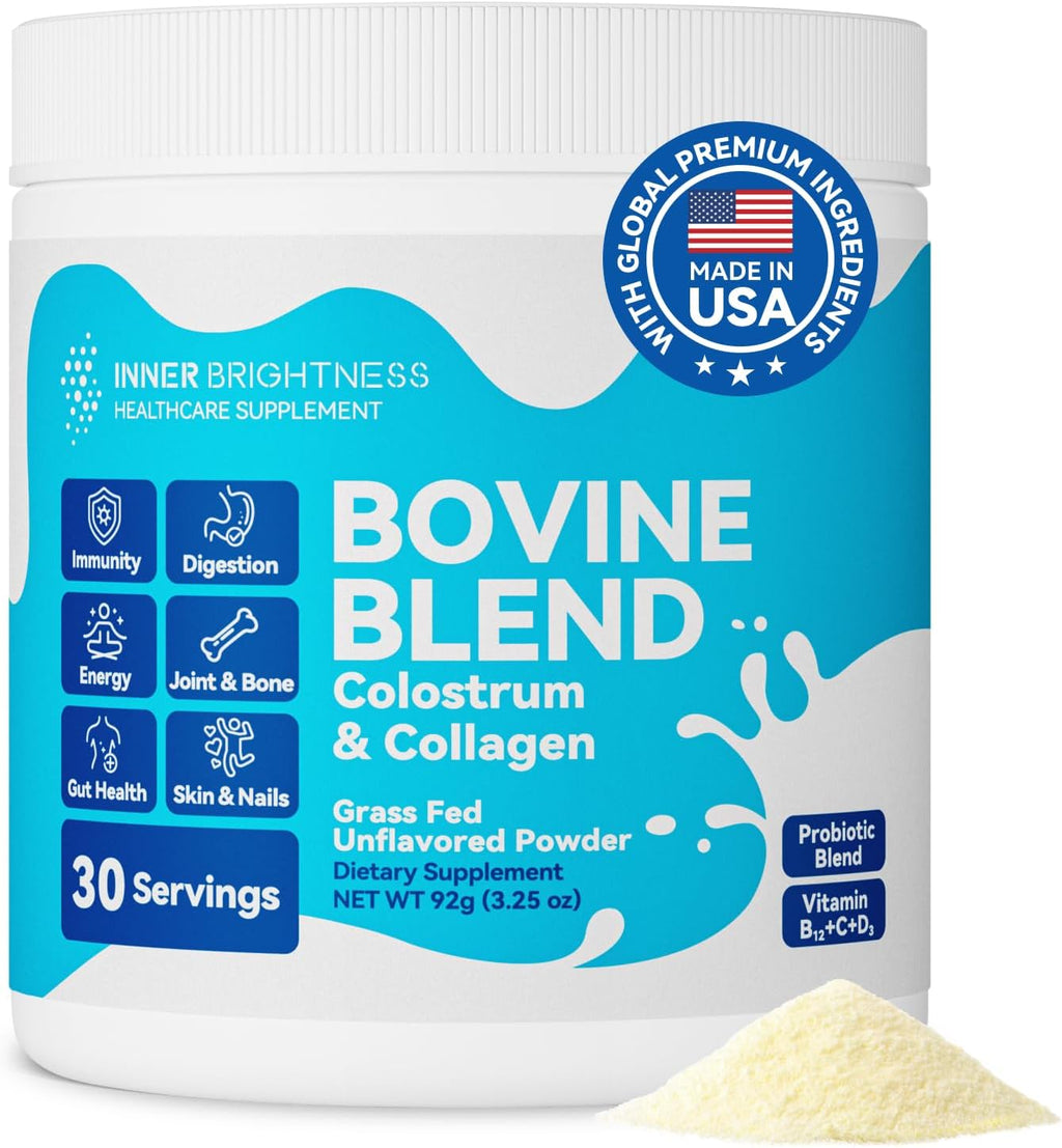 Calostro Bovino y Colágeno en Polvo – Inner Brightness – Sin Sabor, 30 Dosis