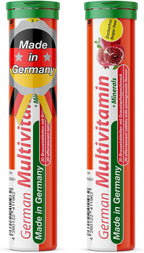 T&D Multivitamínico + Minerales Alemán - 40 Comprimidos Efervescentes Veganos - Sabor Granada
