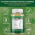 Gominolas de Graviola Soursop - 2000mg Extracto de Hojas, Vitamina C, Zinc - 60 Gominolas Veganas