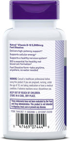 Natrol B12 5000 mcg Comprimidos de Disolución Rápida - 200 unidades