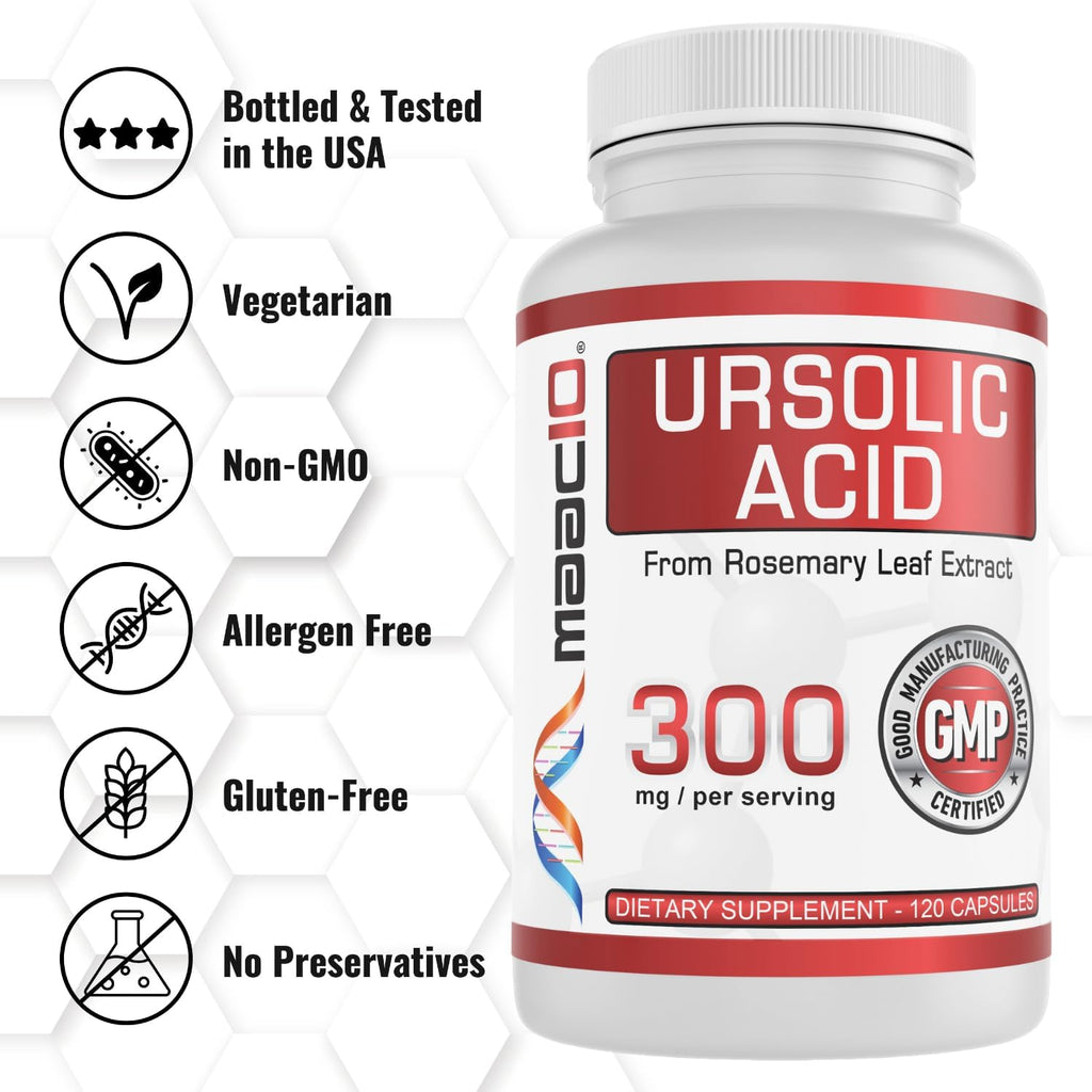 MAAC10 Ácido Ursólico 300 mg - Extracto de Romero - 120 Cápsulas