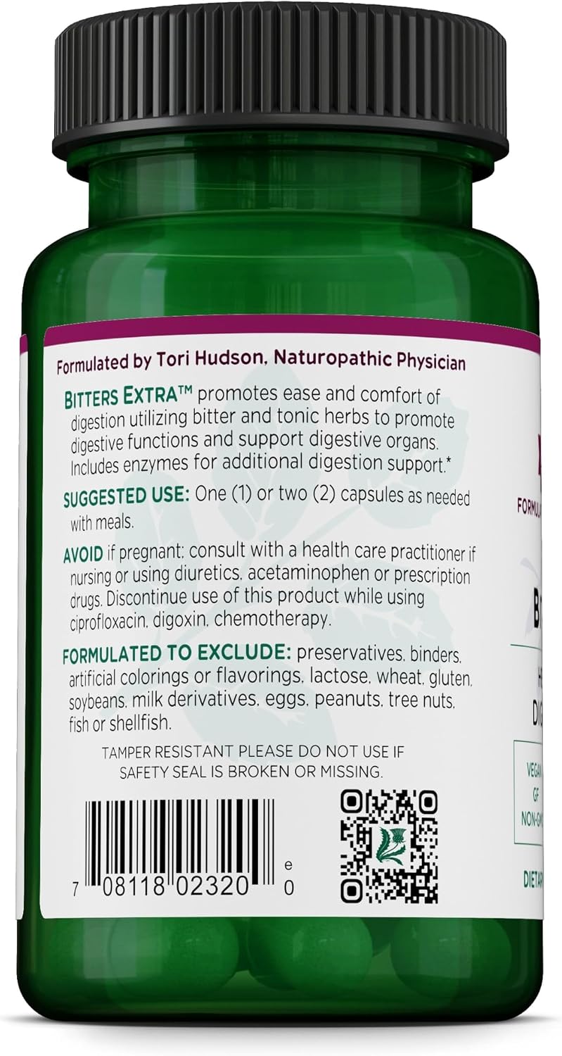 Vitanica Bitters Extra - Digestive Supplement with Dandelion and Enzymes - 30 Capsules
