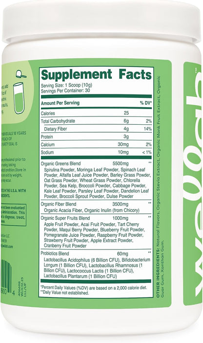 Wellah Leaf, Laugh, Love Super Greens Powder (Sin Sabor) 30 Porciones - Mezcla de Superalimentos – Image 4