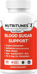 NutriSulin – Complemento de Canela de Ceilán y Berberina (Dihidroberberina) con Complejo de Azúcar en Sangre: Myo-Inositol, Melón Amargo, R-ALA, Vitamina D, Cromo, Magnesio y Zinc – 90 Cápsulas